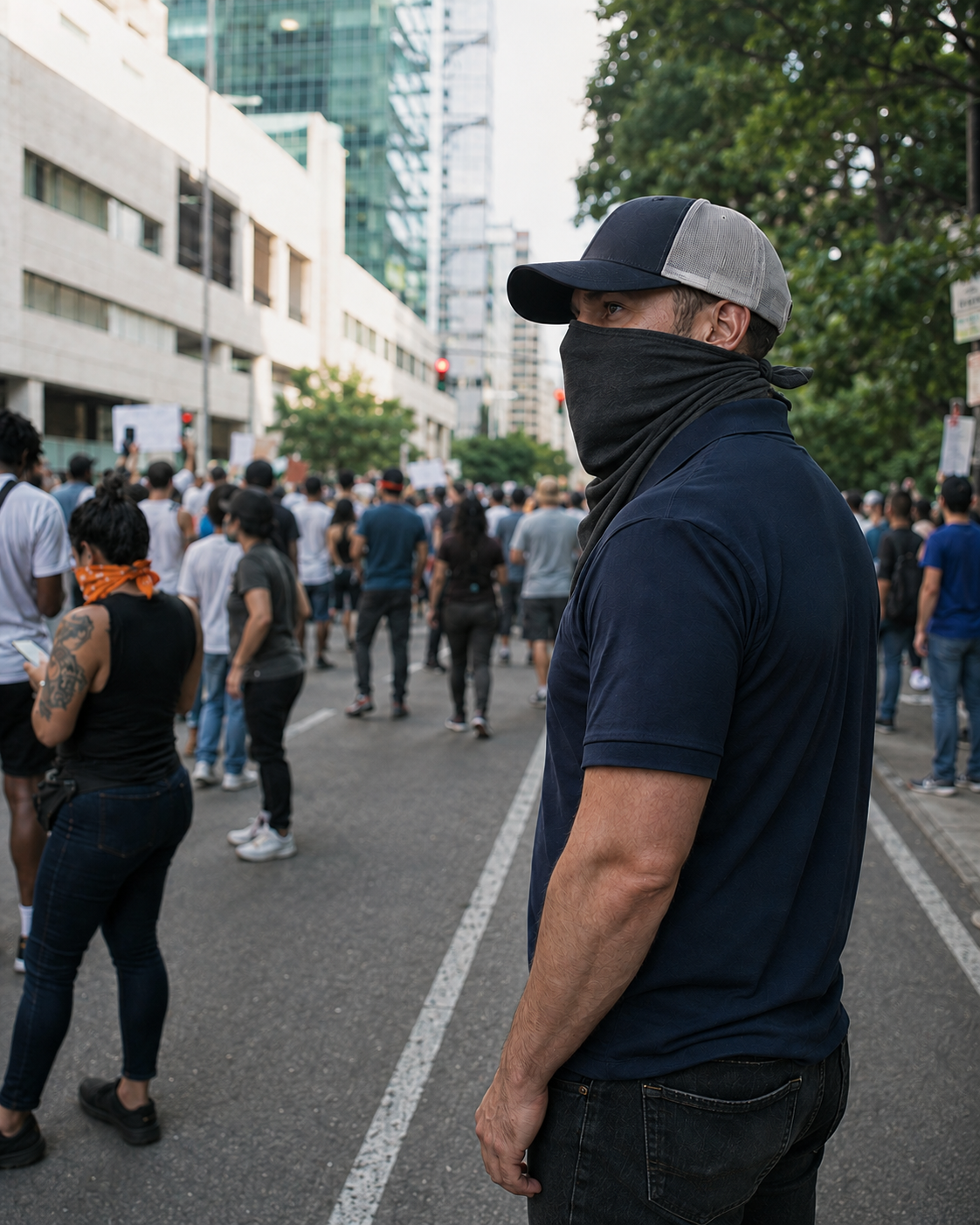 A plainclothes protection detail